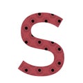 Letter S of the alphabet made with a pattern of sunflowers with a dark pink background