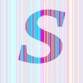 Letter S of the alphabet made with stripes with colors purple, pink, blue, yellow Royalty Free Stock Photo