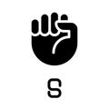 Letter S in American sign language black glyph icon