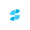 letter s blue unique shape geometric logo vector