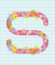 The letter S Bright floral element of colorful alphabet in