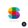 Letter S colorful rainbow square particles logo