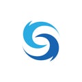 Letter s curves circles blue waves rotation simple logo vector Royalty Free Stock Photo