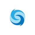 Letter s curves circles blue waves rotation simple logo vector Royalty Free Stock Photo