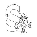 Letter S in the English alphabet.Coloring alphabet, line and doodle styl Royalty Free Stock Photo