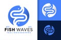 Letter S Fish waves logo design vector symbol icon illustration