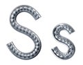 Letter s. font from construction rebar. 3D render