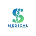 Letter S with Icon Spine Logo. Usable for Business, Science, Healthcare, Medical, Hospital and Nature Logos