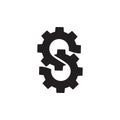 Letter s linked cog machine industrial logo vector