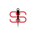 Letter s linked thread needle symbol logo vector Royalty Free Stock Photo