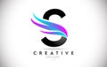 Letter S Logo with creative gradient swooshes. Creative elegant letter S with colorful vector Icon