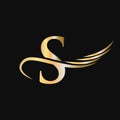 Letter S Logo Design Template. S Letter Logo Business And Company Identity Vector With Golden, Fashion, Wing Concept Royalty Free Stock Photo