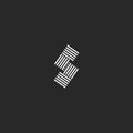 Letter S logo monogram parallel black and white striped overlapping lines linear design element. Creative idea initial for