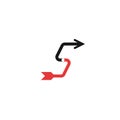 Letter S logo, red and black arrow, mockup tech icon