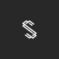The letter S logo in the style of black and white idea monogram, interweaving lines with shadows two initials SS, mockup design Royalty Free Stock Photo