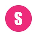 Letter S logo symbol in pink circle. Royalty Free Stock Photo