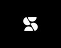 Letter S logotype from geometric shapes. Creative number 5 icon. Universal monogram identity sign. Black and white logo