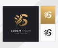 Letter S with luxury natural feminine beauty logo template