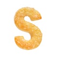 Letter S made from cookie isolated on white background Royalty Free Stock Photo