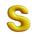 Letter S made of gold balloon. 3d rendering isolated on white background