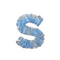 Letter S made from plastic bottles. Plastic recycling font. 3D Rendering Royalty Free Stock Photo