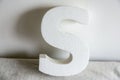 Letter S made of styrofoam