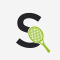 Letter S Padel Tennis Logo. Padel Racket Logo Design. Beach Table Tennis Club Symbol