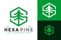 Letter S Pine Hexagon Logo design vector symbol icon illustration