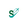 Letter S with plane logo icon design vector Royalty Free Stock Photo