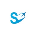 Letter S with plane logo icon design vector illustration Royalty Free Stock Photo