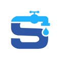 Letter S Plumber Logo Design. Plumbing Water with Letter S Logo Template