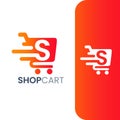 Letter S Shopping Cart Logo, Fast Trolley Shop Icon