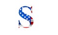 Letter S with stars and stripes US flag lettering font