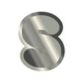 Letter S steel font. Metal alphabet sign. Iron ABC symbol. chromium lettering. Silver typography Royalty Free Stock Photo