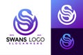 Letter S Swan Logo design vector symbol icon illustration