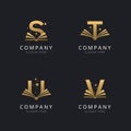 Letter S T U and V gold with abstract book logo template