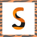 Letter S with tiger pattern