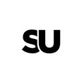 Letter S and U, SU logo design template. Minimal monogram initial based logotype