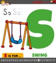 Letter S worksheet with cartoon swing object