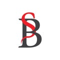 Letter sb linked ribbon shape logo vector Royalty Free Stock Photo