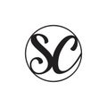 Letter sc curves linked circle logo vector Royalty Free Stock Photo