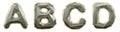 Letter set A, B, C, D made of realistic 3d render silver color. Collection of gold low polly style