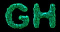 Letter set G, H made of 3d render plastic shards green color.