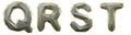 Letter set Q, R, S, T made of realistic 3d render silver color. Collection of gold low polly style