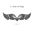 A-letter sign and angel wings.Monogram wing logo mockup.Classic Royalty Free Stock Photo