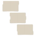 Letter size set of tabbed manila folders vector template. Open empty file folder with cut tab realistic mock-up kit