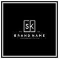 letter SK square logo design concept vector