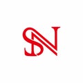 Letter sn simple linked overlap design symbol logo vector Royalty Free Stock Photo