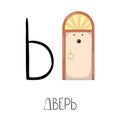 Letter Soft sign from the Russian alphabet with a picture and a caption Royalty Free Stock Photo