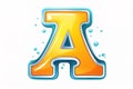 letter a splash with water drops. isolated 3 dletter a splash with water drops